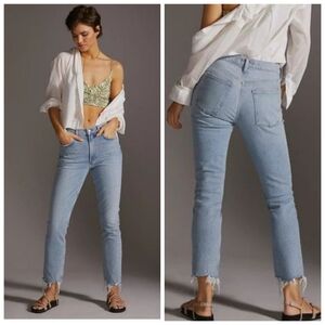 AGOLDE Merrel Mid Rise Straight Raw Hem Jeans Light Wash Size 29 J1872